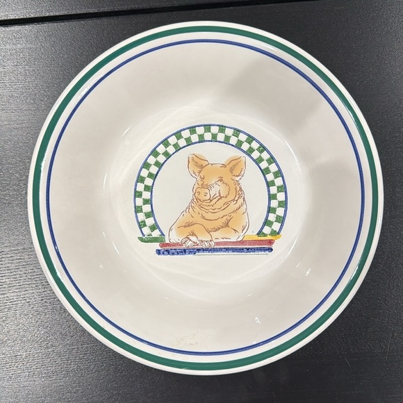 Century Stoneware Fannie's Farm Serving Bowl and 4 Plates Set - Picture 5 of 13